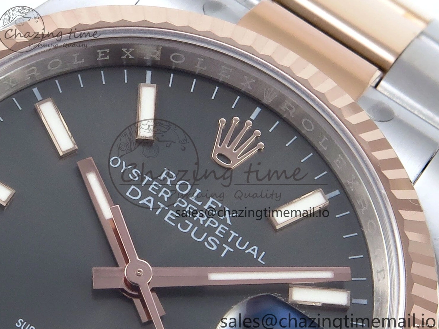 1222 TechFriendly DateJust 36 126231 EWEF Best Edition Gray Stick Dial on SS RG Oyster Bracelet A 661